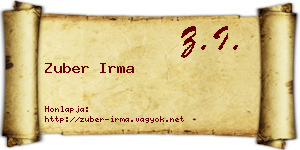 Zuber Irma névjegykártya